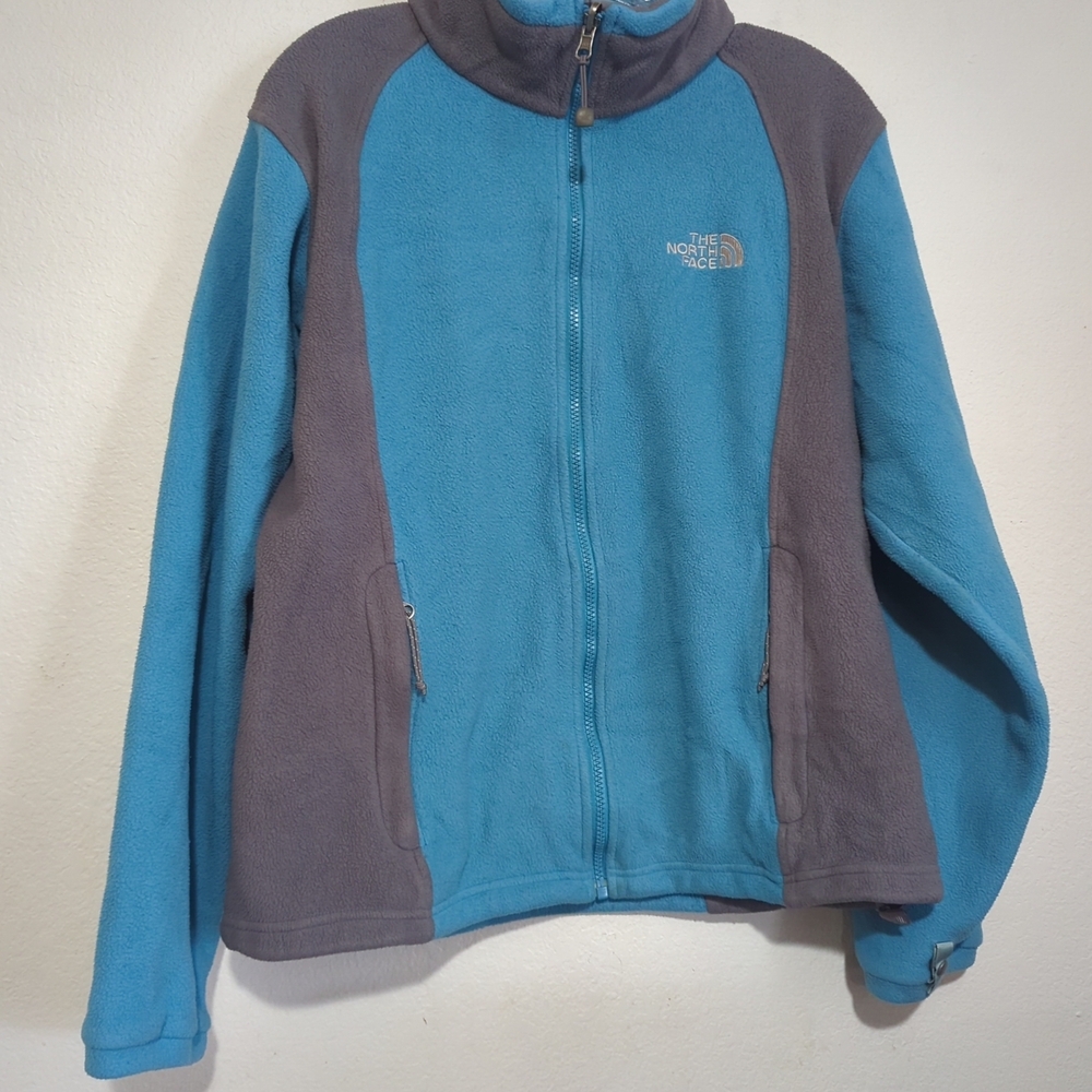 The North Face Women's Sweater  Blue Gray Sweatshirt Zipper Pockets Sz Large
